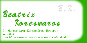 beatrix korcsmaros business card